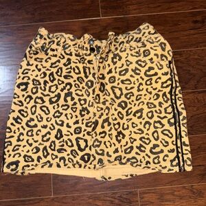 Leopard print denim skirt